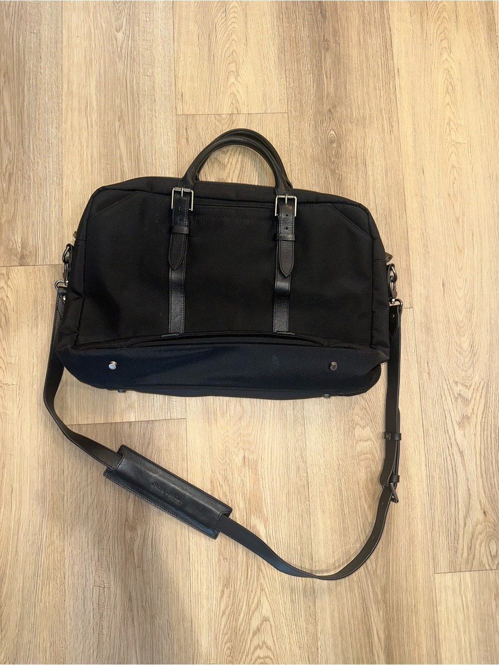 Stuart & Lau Cary Briefcase Double Black Laptop Work Bag